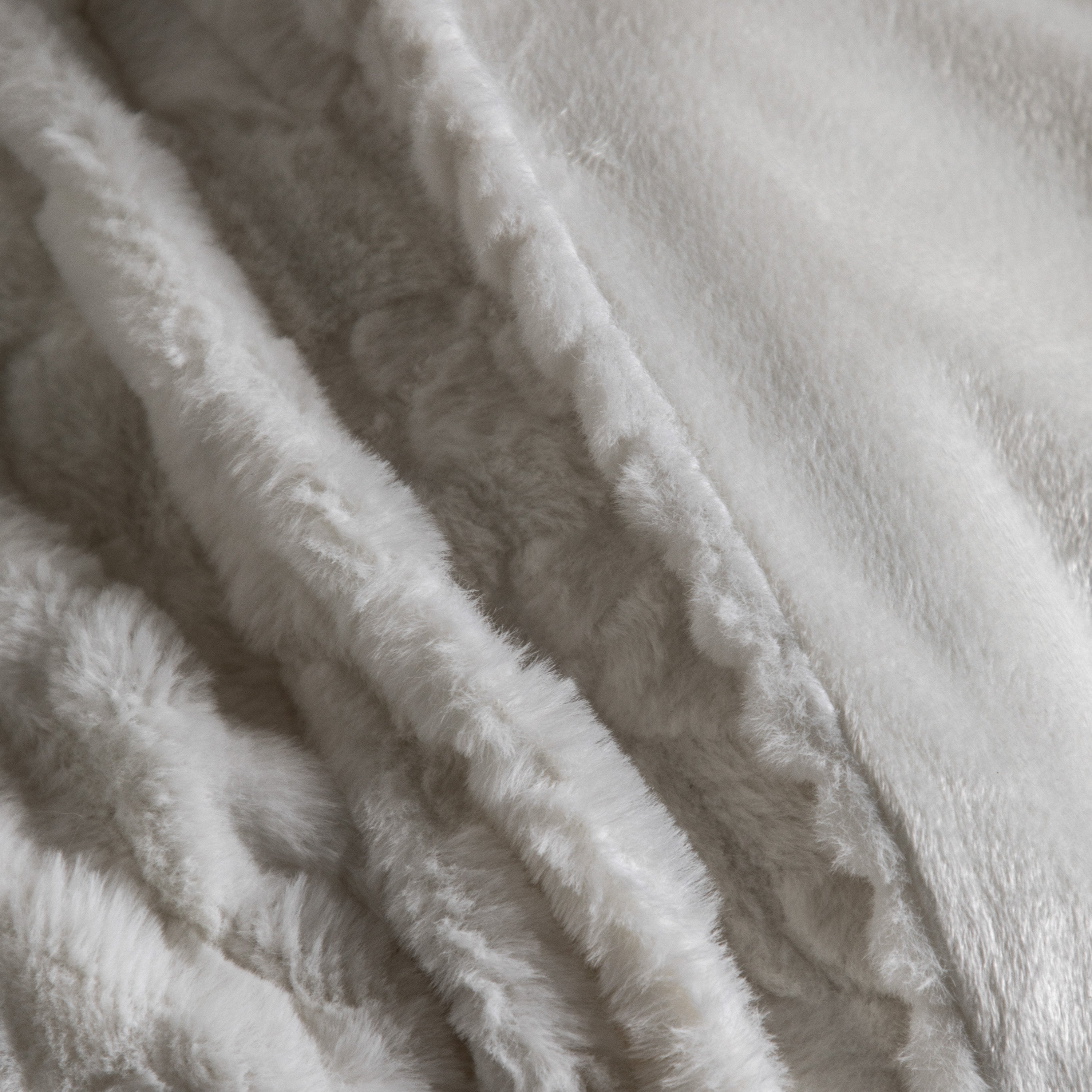 Textured Rabbit Faux Fur Cream Throw